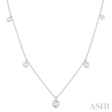 1 Ctw Bezel Set Round Cut Diamond Station Necklace in 14K White Gold