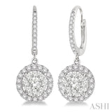 3/4 Ctw Round Cut Diamond Lovebright Earrings in 14K White Gold