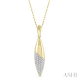 1/10 Ctw Marquise Round Cut Diamond Fashion Pendant With Chain in 10K Yellow Gold