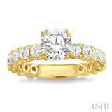 5/8 Ctw Diamond Semi-Mount Engagement Ring in 14K Yellow Gold