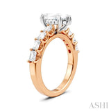 7/8 Ctw Marquise Shape Emerald and Round Cut Diamond Semi-Mount Engagement Ring in 14K Rose and White Gold