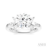1/2 Ctw Akari Circular Shape Marquise and Round Cut Diamond Semi-Mount Engagement Ring in 14K White Gold