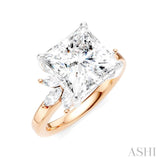 5/8 Ctw Akari Princess Shape Marquise and Round Cut Diamond Semi-Mount Engagement Ring in 14K Rose and White Gold