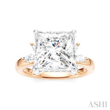 5/8 Ctw Akari Princess Shape Marquise and Round Cut Diamond Semi-Mount Engagement Ring in 14K Rose and White Gold