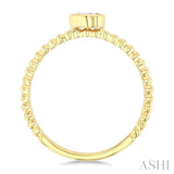 1/6 Ctw Ball Bead East-West Bezel Set Pear CutDiamond Stackable Petite Fashion Ring in 14K Yellow Gold