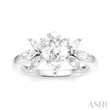 1/2 Ctw Akari Pear Shape Marquise and Round Cut Diamond Semi-Mount Engagement Ring in 14K White Gold