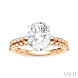 1/20 Ctw Oval Shape Round Cut Diamond Semi-Mount Engagement Ring in 14K Rose and White Gold
