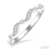 1/10 Ctw Triple Wave Round Cut Diamond Stackable Fashion Band in 10K White gold