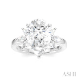 5/8 Ctw Akari Pear Shape Marquise and Round Cut Diamond Semi-Mount Engagement Ring in 14K White Gold