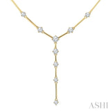 1 Ctw Round Cut Diamond Y-Shape Bar Link Fashion Necklace in 14K Yellow Gold