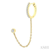 1/5 Ctw Petite Chain Dangler Round Cut Diamond Fashion Earrings in 10K Yellow Gold