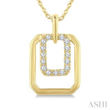 1/10 Ctw Nested Octagonal Frame Round Cut Golden Glow Diamond Fashion Drop Petite Pendant With Chain in 10K Yellow Gold