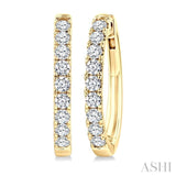 1 Ctw Round Cut Diamond Fashion Hoop Earrings in 14K Yellow Gold