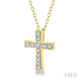 1/20 Ctw Cross Round Cut Diamond Fashion Pendant With Chain in Yellow Gold Vermeil