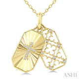 1/20 Ctw Octagonal Shape Fluted Cross & Lattice Medallion Round Cut Diamond  Fashion Pendant With Chain in 10K Yellow Gold