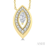 1/3 Ctw Open Window Marquise and Round Cut Diamond Fashion Pendant With Chain in 14K Yellow Gold