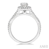 3/8 Ctw Semi-Mount Round Center Diamond Entwined Engagement Ring in 14K White Gold