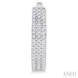 1/3 Ctw Triple Row Round Cut Diamond Hoop Earring in 14K White Gold