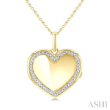 1/10 Ctw Heart Shape Round Cut Diamond Keepsake Locked Pendant With Chain in Yellow Gold Vermeil