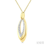1/10 Ctw Marquise Shape Inner Link Round Cut Diamond Pendant With Chain in Yellow Gold Vermeil