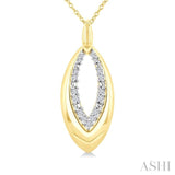 1/10 Ctw Marquise Shape Inner Link Round Cut Diamond Pendant With Chain in Yellow Gold Vermeil