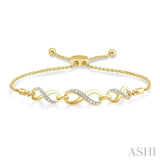 1/20 Ctw Triple Infinity Link Round Cut Diamond Lariat Bracelet in Yellow Gold Vermeil