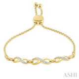 1/20 Ctw Triple Infinity Link Round Cut Diamond Lariat Bracelet in Yellow Gold Vermeil