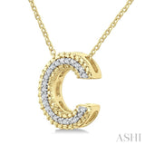 1/20 Ctw Bubble Accent Initial 'C' Round Cut Diamond Fashion Pendant With Chain in Yellow Gold Vermeil