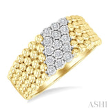 1/10 Ctw Bold Bead and Slanted Round Cut Bead Bijoux Diamond Fashion Band in Yellow Gold Vermeil