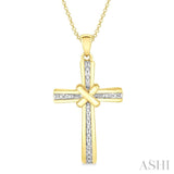 1/20 Ctw Round Cut Diamond Cross Pendant With Chain in Yellow Gold Vermeil