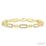 1/6 Ctw Round Cut Diamond Paperclip Bracelet in Yellow Gold Vermeil
