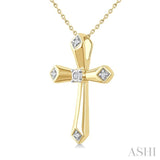 1/20 Ctw Round Cut Diamond Fashion Cross Pendant With Chain in Yellow Gold Vermeil