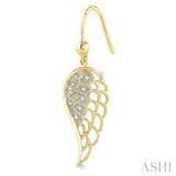1/20 Ctw Round Cut Diamond Angel Wings Diamond Earrings in Yellow Gold Vermeil