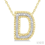 1/20 Ctw Bubble Accent Initial 'D' Round Cut Diamond Fashion Pendant With Chain in Yellow Gold Vermeil