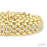 1/4 Ctw Bold Weave Hollow Cylindrical Design Round Cut Diamond Fashion Bracelet in Yellow Gold Vermeil