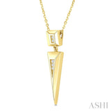 1/50 Ctw Pyramid Round Cut Diamond Fashion Pendant in 14K Yellow Gold