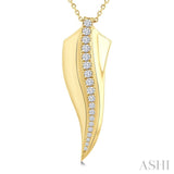 1/3 Ctw Flame Curve Round Cut Diamond Fashion Pendant in 14K Yellow Gold
