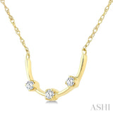 1/10 Ctw Round Cut Diamond Smile Bar Necklace in 10K Yellow Gold