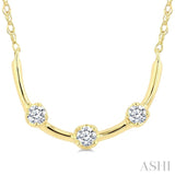 1/10 Ctw Round Cut Diamond Smile Bar Necklace in 10K Yellow Gold