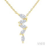 1/4 Ctw Zig-Zag Marquise Cut Diamond Fashion Pendant With Chain in 10K Yellow Gold
