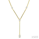 1 1/5 Ctw Bezel Set Marquise and Pear Cut Diamond Bar Necklace in 14K Yellow Gold