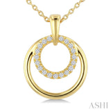 1/10 Ctw Nested Round Frame Round Cut Diamond Fashion Drop Pendant With Chain in 10K Yellow Gold