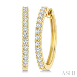 3/4 Ctw Round Cut Diamond Hoop Earrings in 14K Yellow Gold