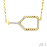 1/10 Ctw Round Cut Diamond Petite Pickleball Fashion Pendant With Chain in 10K Yellow Gold