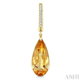 14X6 MM Evoque Gemstones Pear Shape Citrine and 1/10 Ctw Round Cut Diamond Semi-Precious Earrings in 14K Yellow Gold
