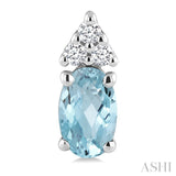 1/20 Ctw Oval Cut 5X3 MM Aquamarine and Round Cut Diamond semi-precious Earrings in 10K White Gold