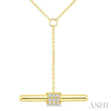 1/10 Ctw Round Cut Diamond T-Bar Fashion Necklace in 10K Yellow Gold