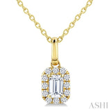 1/4 Ctw Octagon and Round Cut Diamond Fashion Halo Pendant With Chain in 14K Yellow Gold