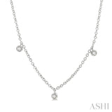 1/4 Ctw Mini Mount Round Cut Diamond Station Necklace in 14K White Gold