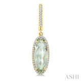 16X6 MM Evoque Gemstones Oval Shape Green Amethyst and 3/8 Ctw Round Cut Diamond Semi-Precious Earrings in 14K Yellow Gold
